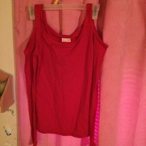Red cold shoulder top